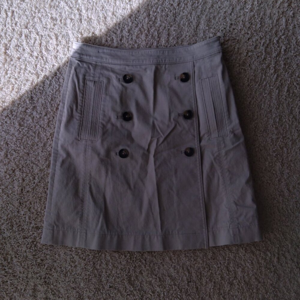 Tory Burch Bowen Khaki Button Front Mini Skirt Size 6 Cotton Blend
